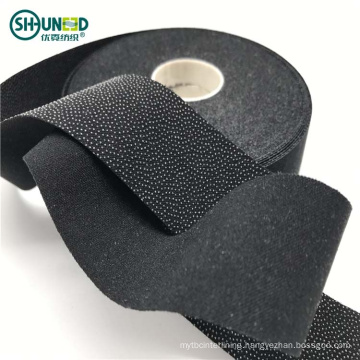 High quality fusible woven 100% polyester stretch waistband interlining waistband high elastic adhesive dot fuse for trousers